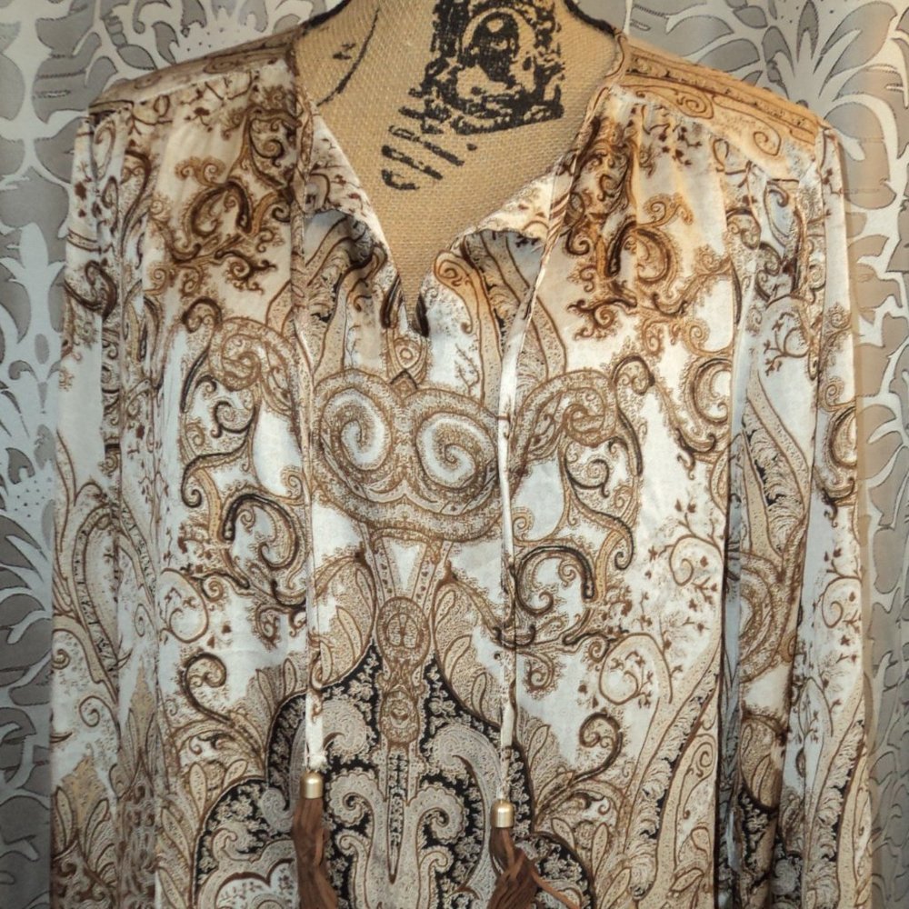 Chico's Paisley Peasant Tunic Style Top -- Size 2